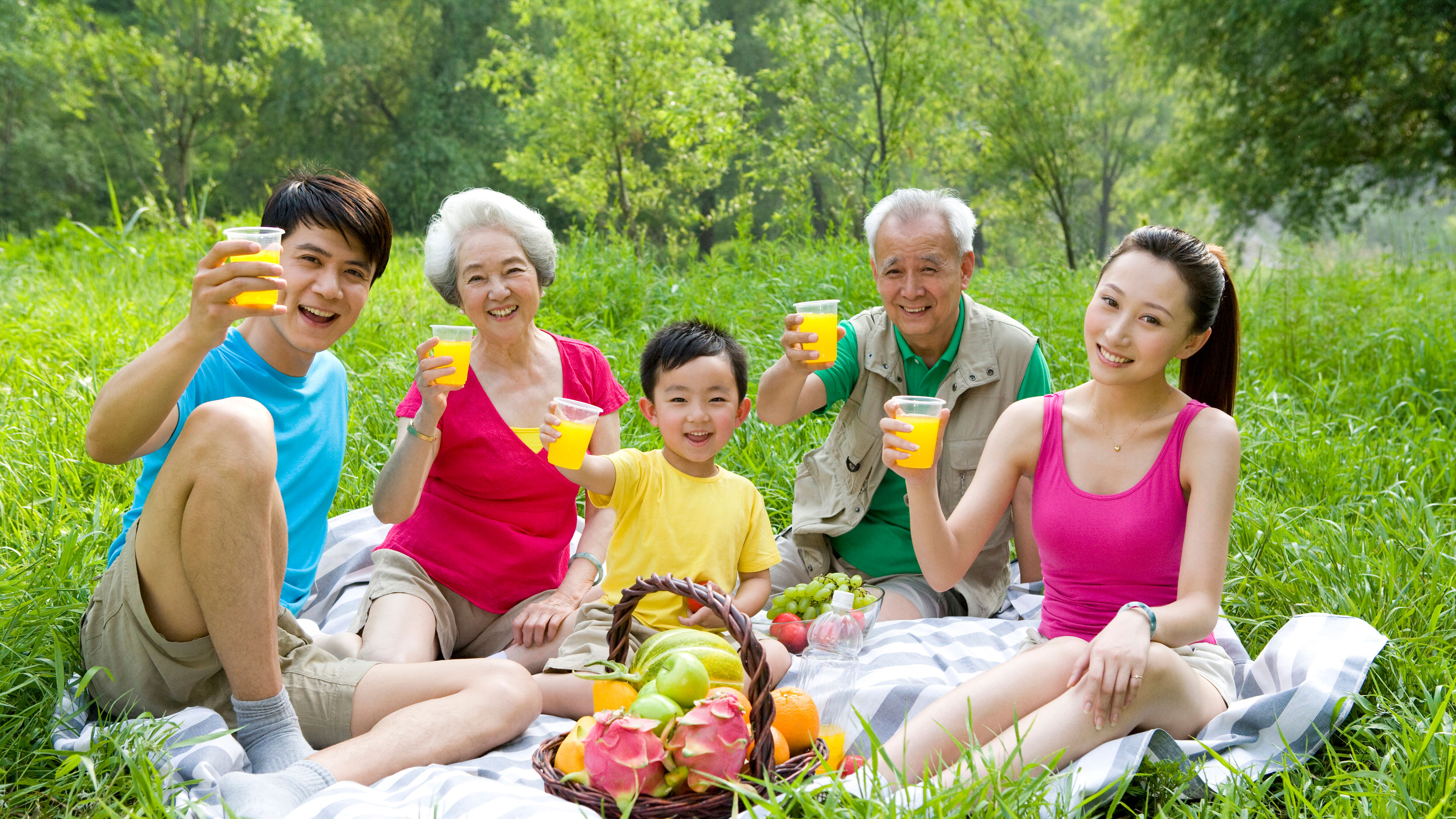 A family enjoying a farm picnic