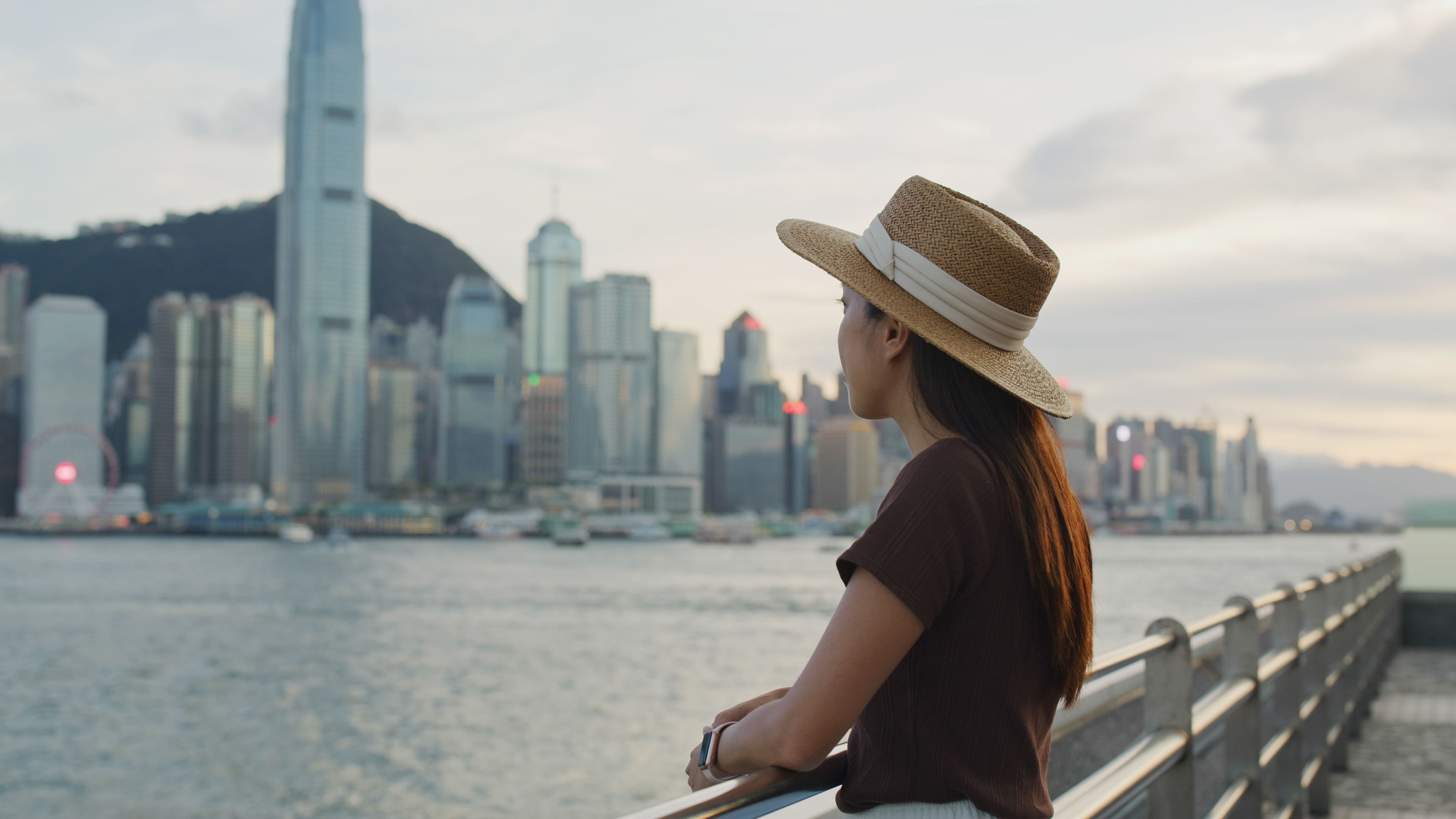 A woman looking at Hong Kong City