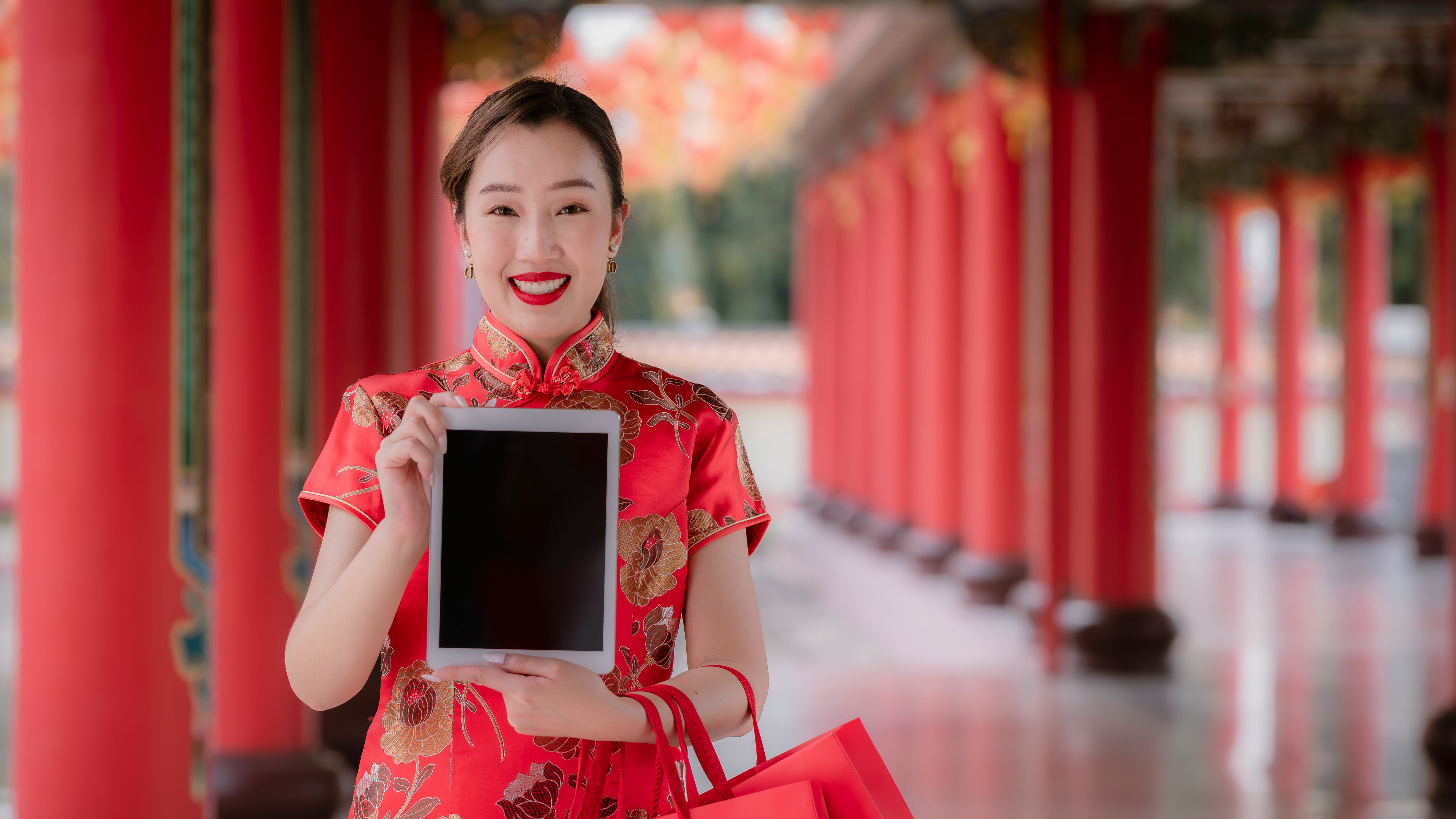 Woman in cheongsam 